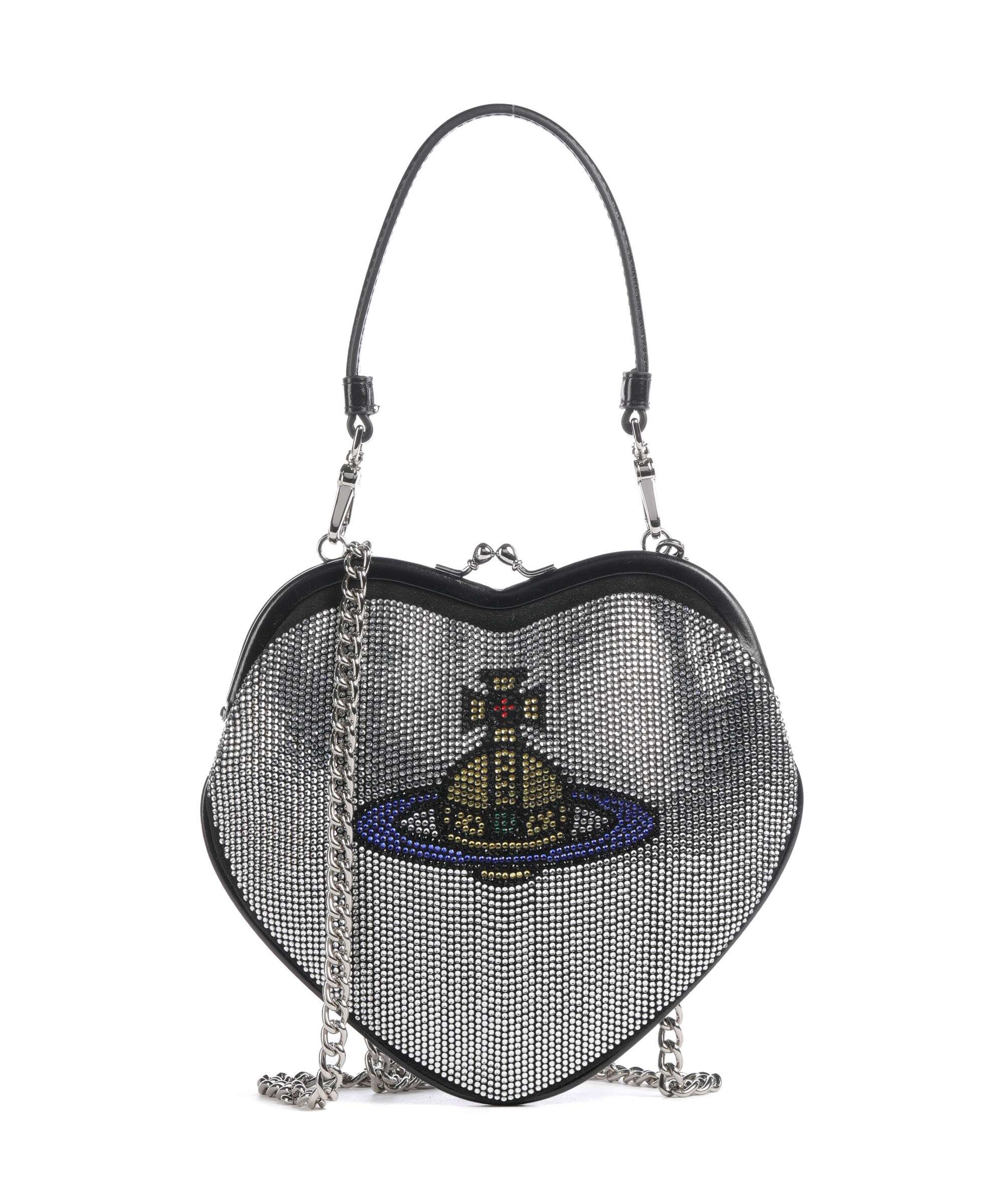 Vivienne Westwood Belle Heart Frame Diamante Crossbody bag silver