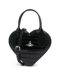 Vivienne Westwood Josephine Heart Embossed Croc Handbag black