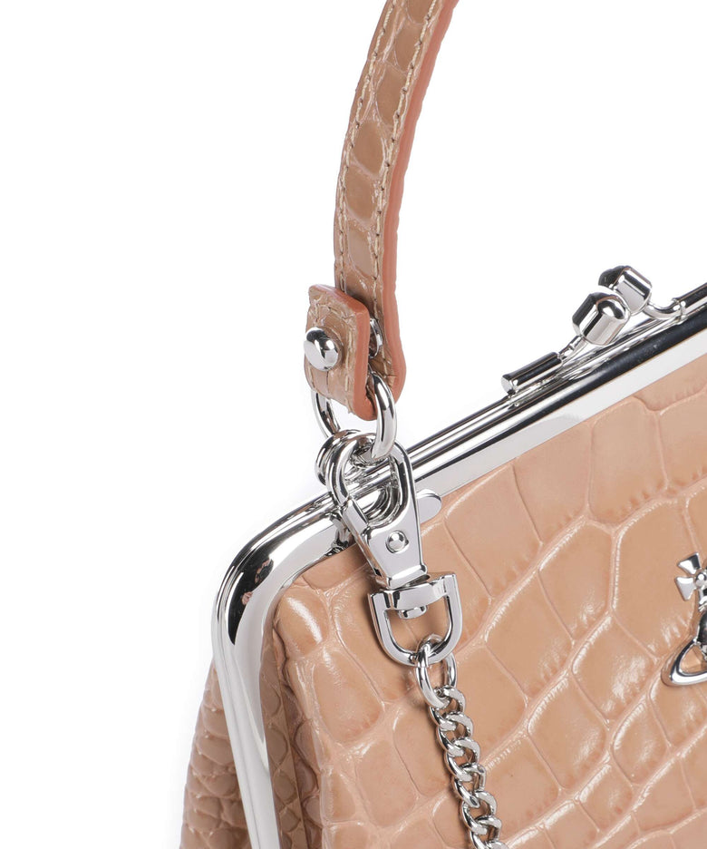 Vivienne Westwood Granny Frame Embossed Croc Handbag dusty pink