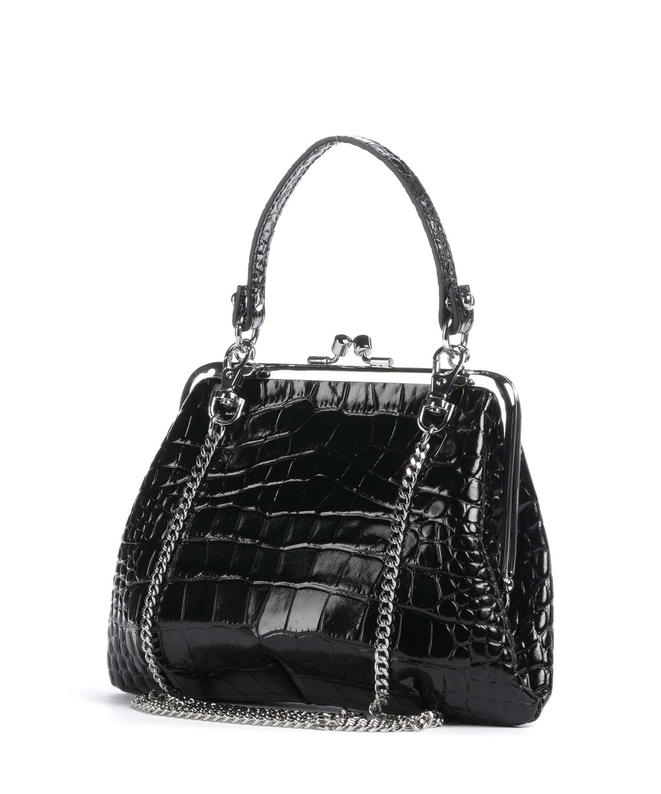 Vivienne Westwood Granny Frame Embossed Croc Handbag black