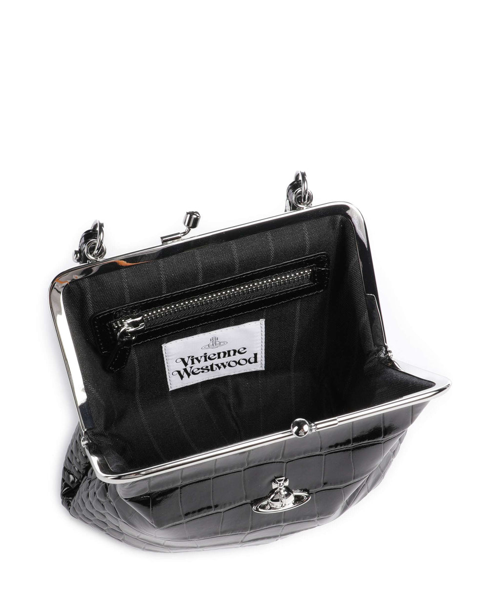 Vivienne Westwood Granny Frame Embossed Croc Handbag black