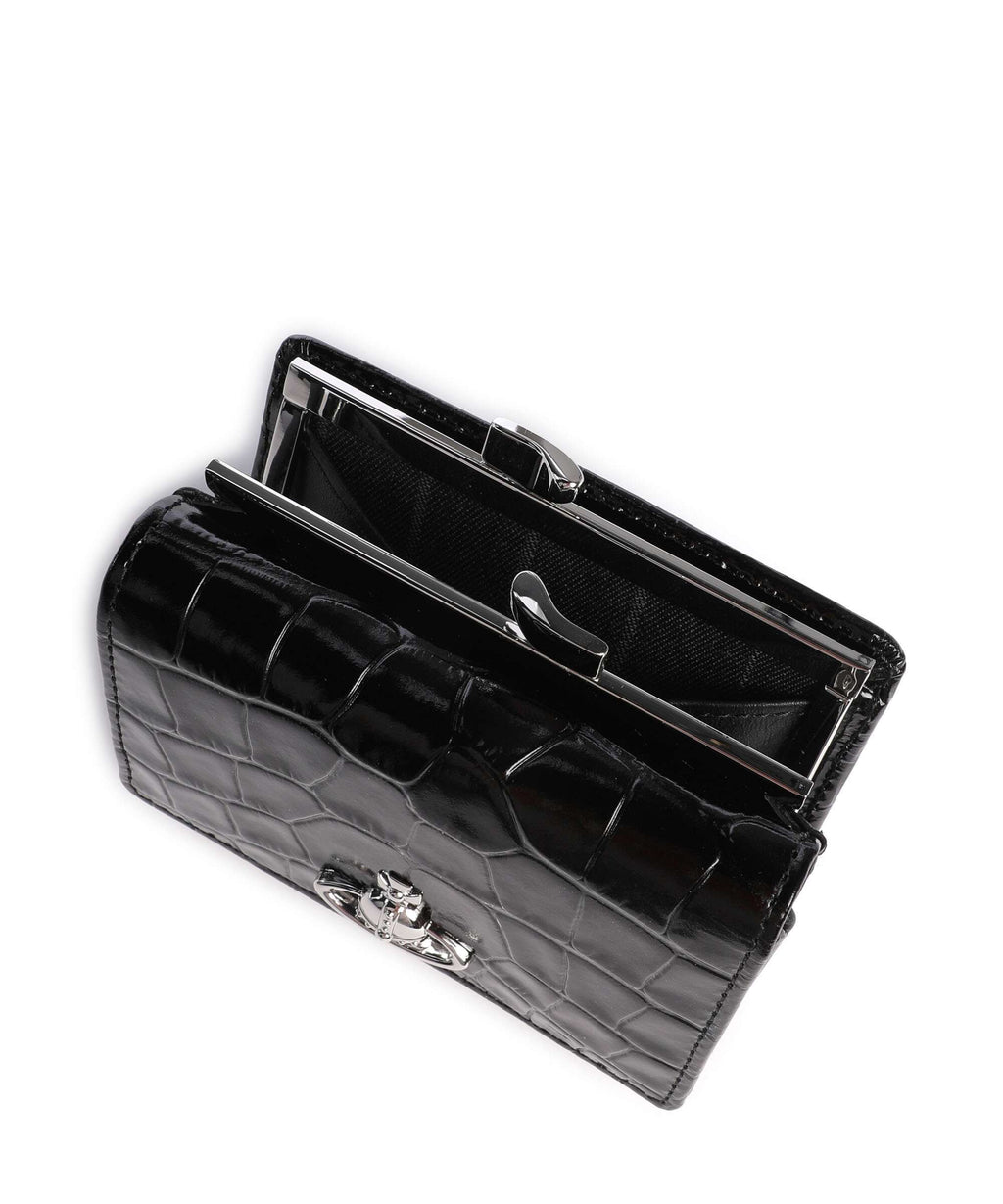 Vivienne Westwood Frame Embossed Croc Small Wallet black