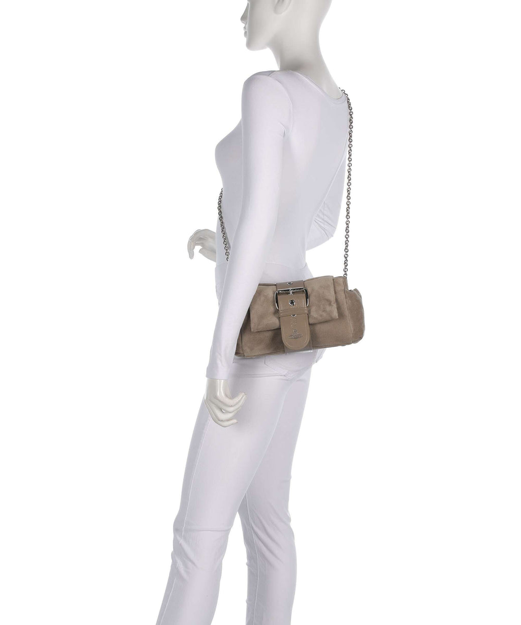 Vivienne Westwood Hazel Suede Treasure Shoulder bag stone