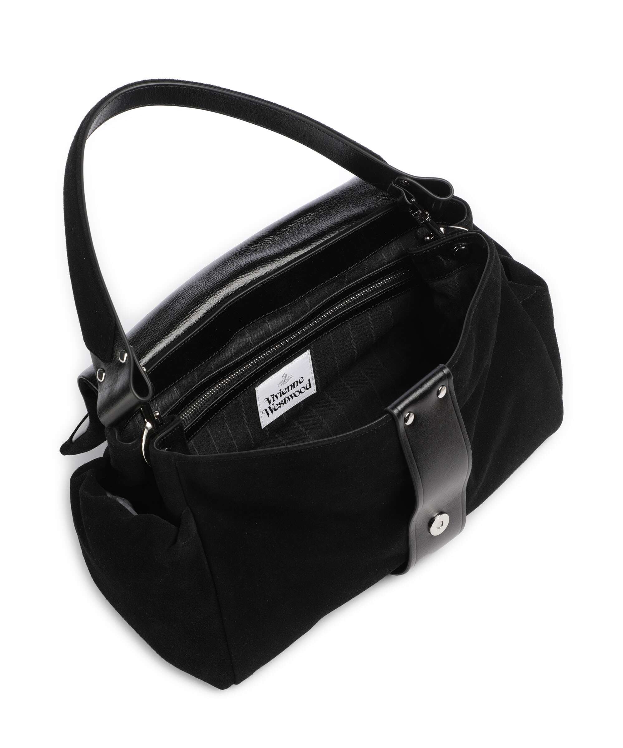 Vivienne Westwood Hazel Suede Treasure XL Shoulder bag black