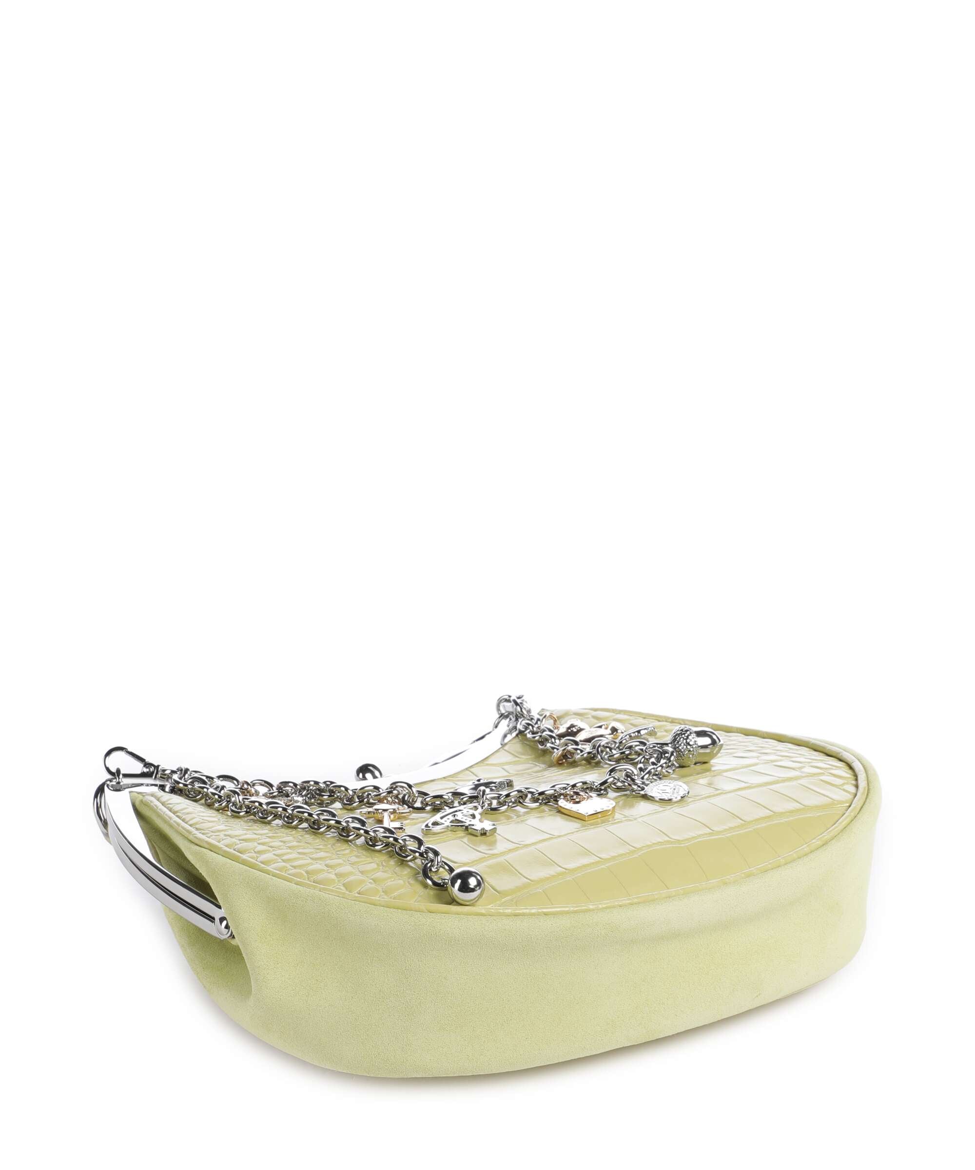 Vivienne Westwood Charm Frame Embossed Croc Shoulder bag lime green