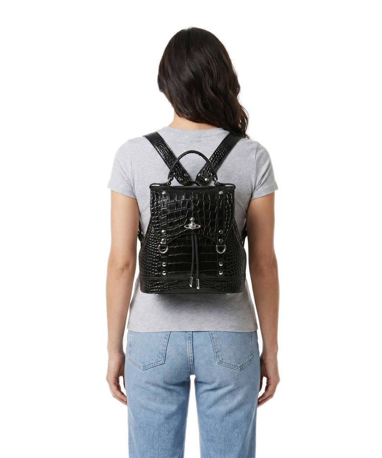 Vivienne Westwood Max Embossed Croc Small Backpack black