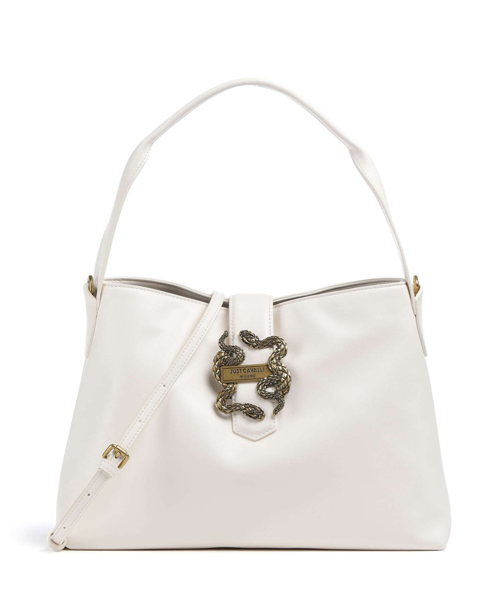Just Cavalli Iconic Snakes Hobo bag white