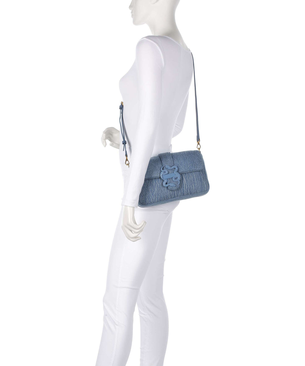 Just Cavalli Iconic Snakes Puffy Shoulder bag indaco chiaro