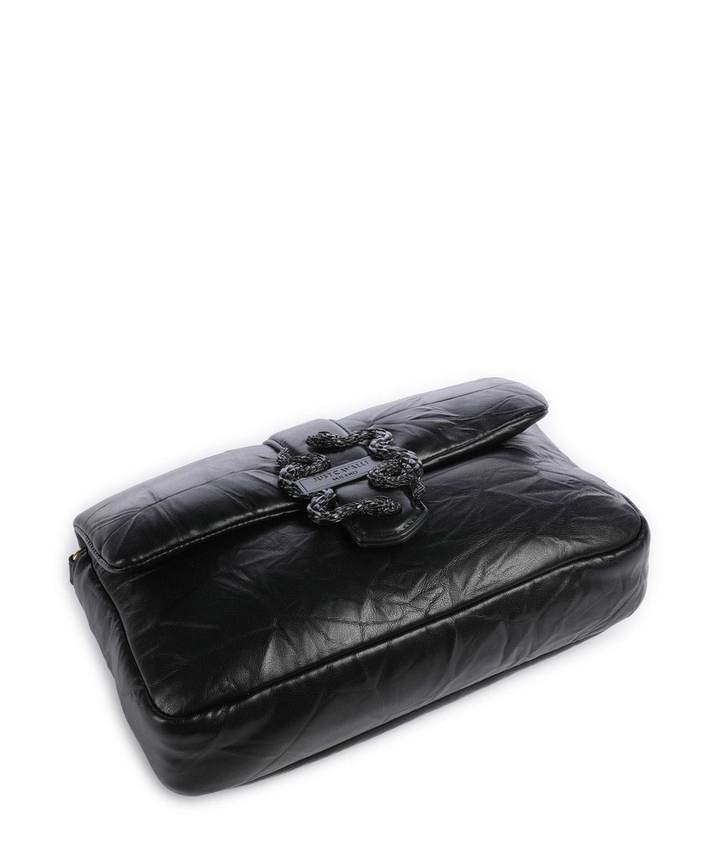 Just Cavalli Iconic Snakes Puffy Shoulder bag black