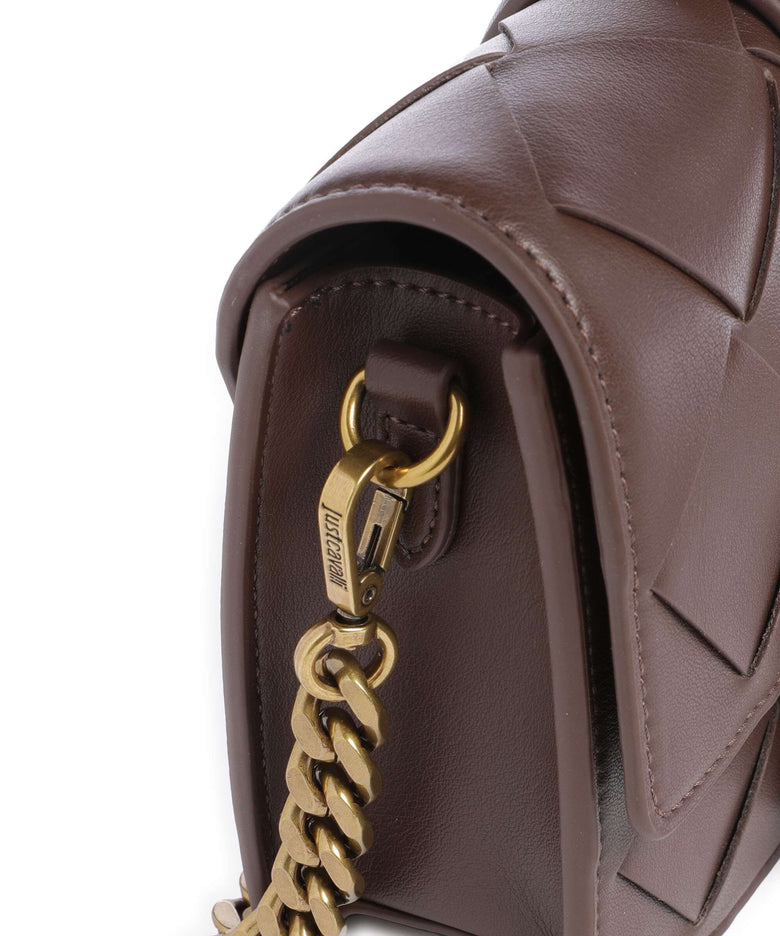 Just Cavalli Iconic Snakes Braided Crossbody bag black coffee