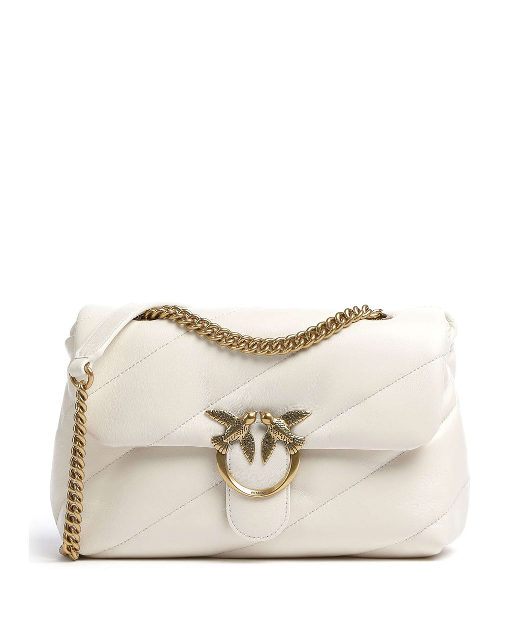 Pinko Love Puff Classic Shoulder bag bianco seta/antique gold