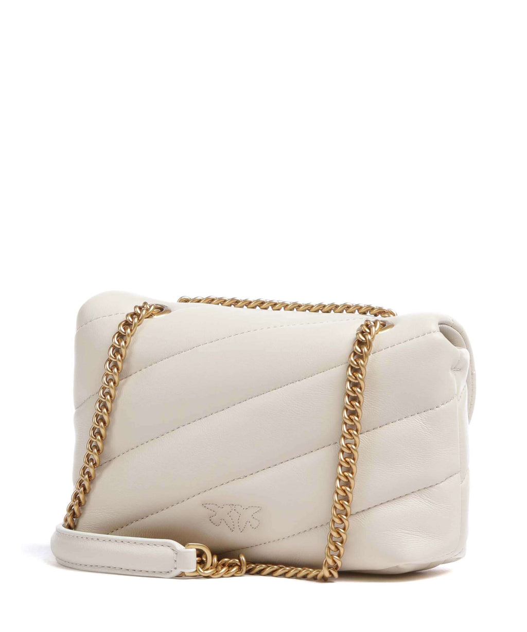 Pinko Love Puff Baby Shoulder bag bianco seta/antique gold