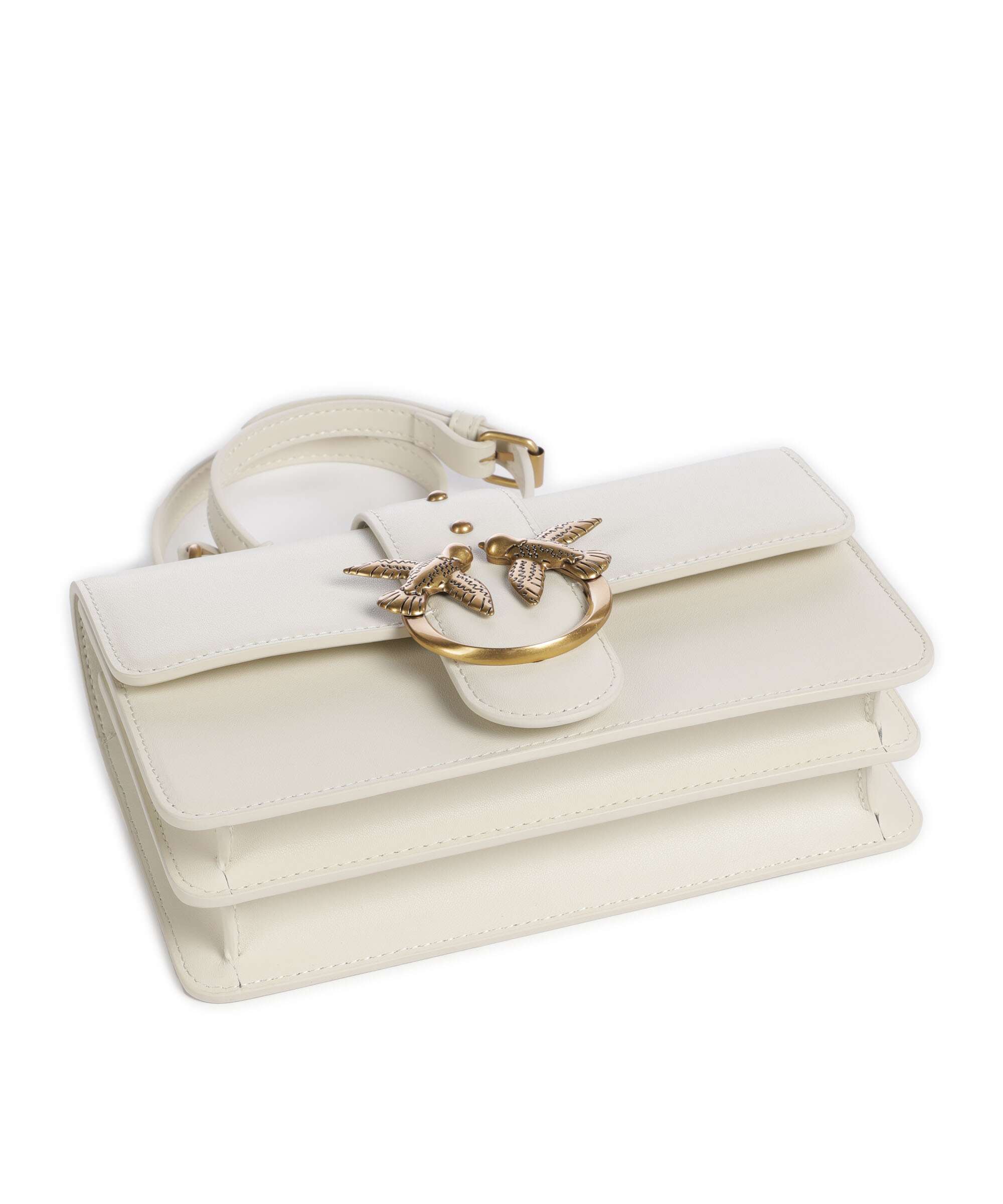 Pinko Love One Mini Crossbody bag bianco seta/antique gold