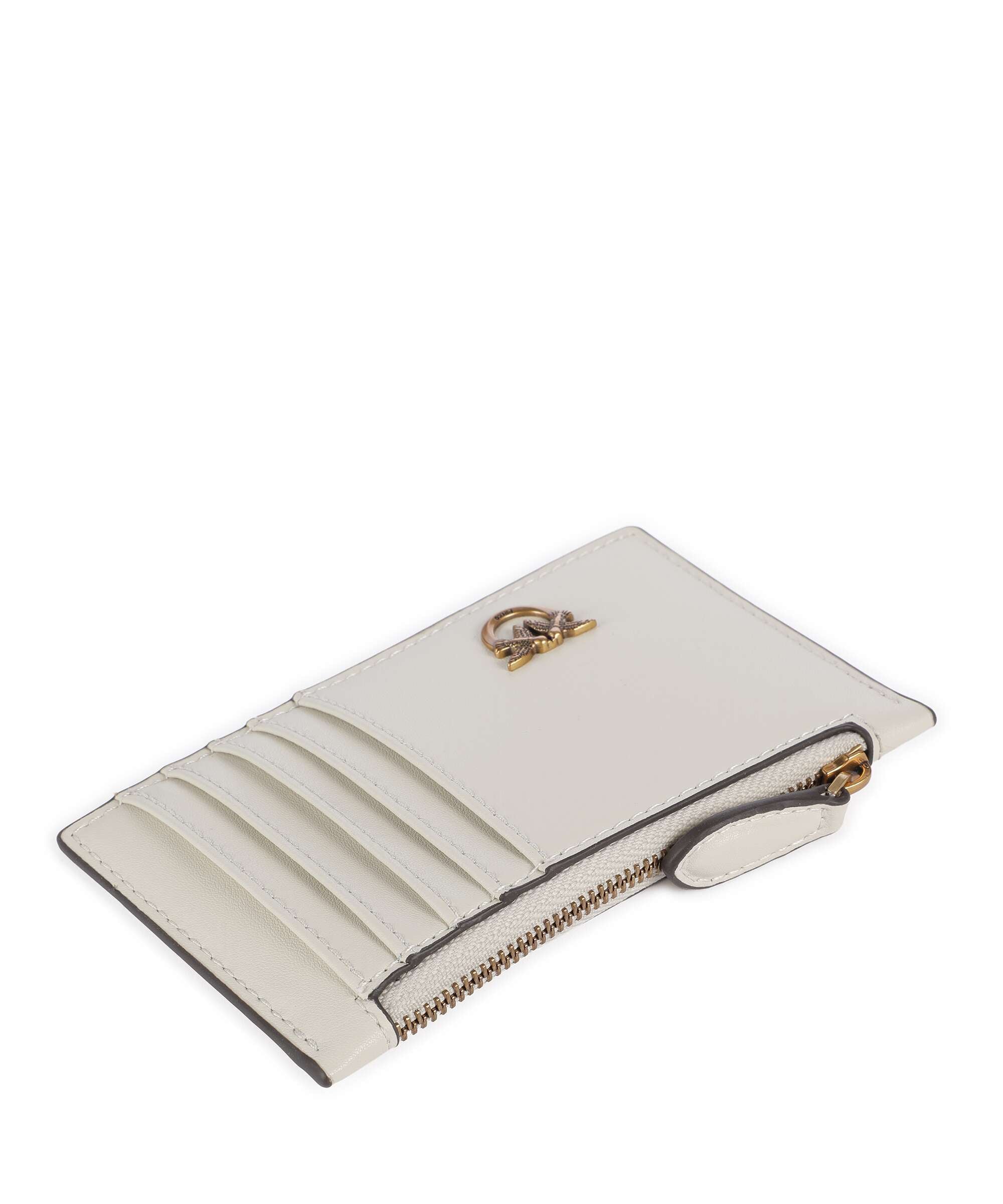Pinko Airone Credit card holder bianco seta/antique gold