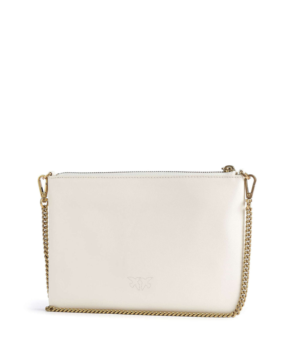 Pinko Flat Classic Crossbody bag bianco seta/antique gold