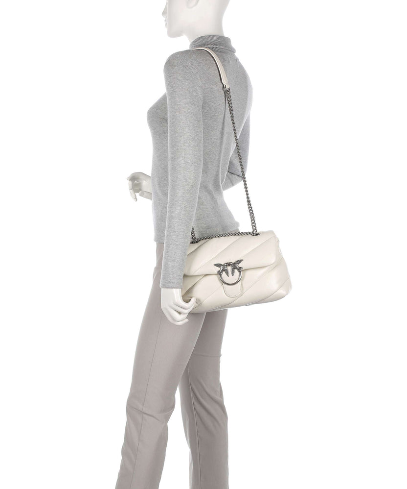 Pinko Love Puff Classic Shoulder bag bianco seta/old silver
