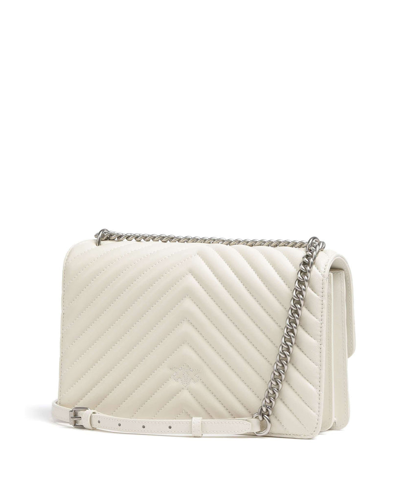 Pinko Love One Classic Shoulder bag bianco seta/old silver