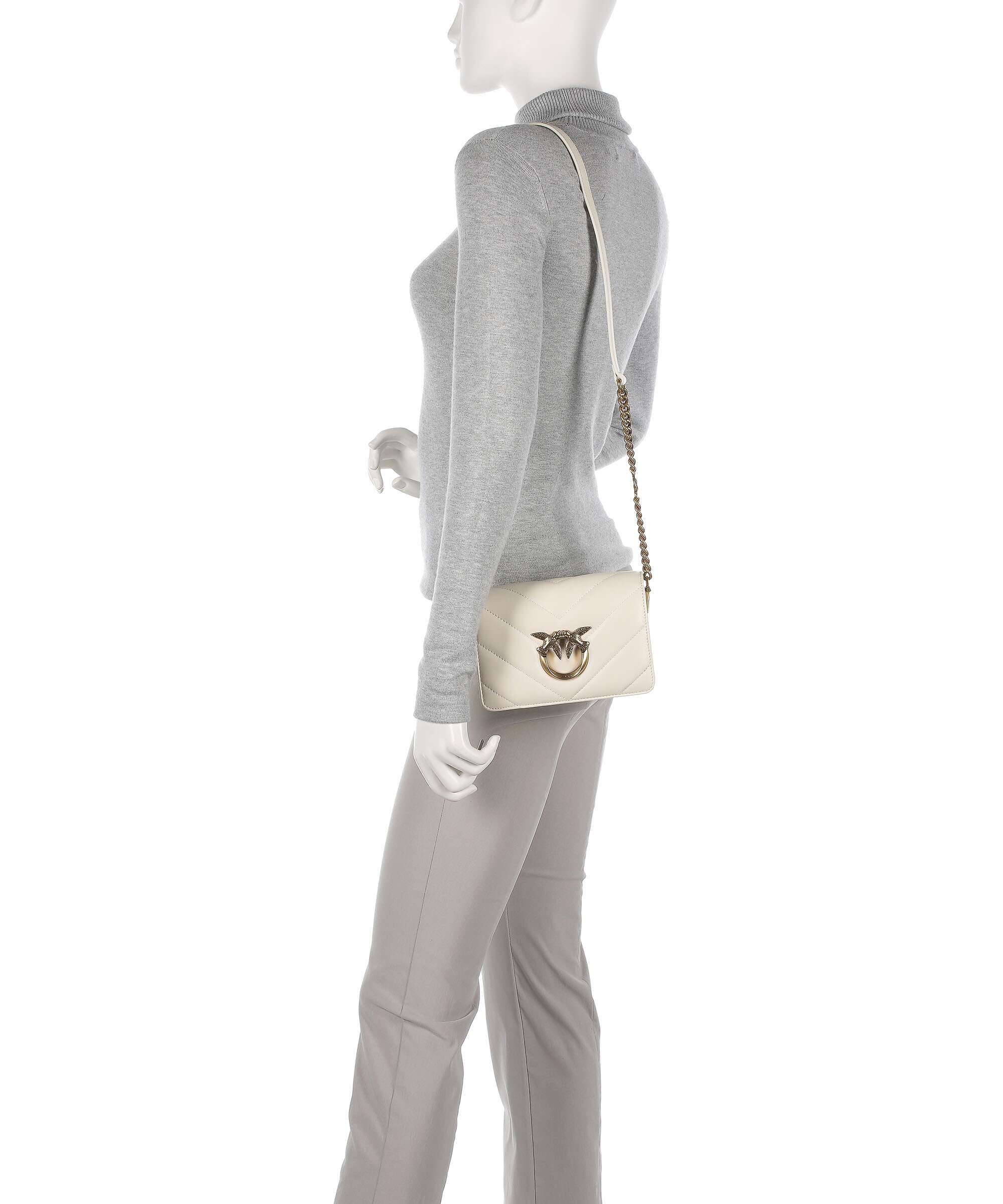 Pinko Love Click Mini Crossbody bag bianco seta/antique gold