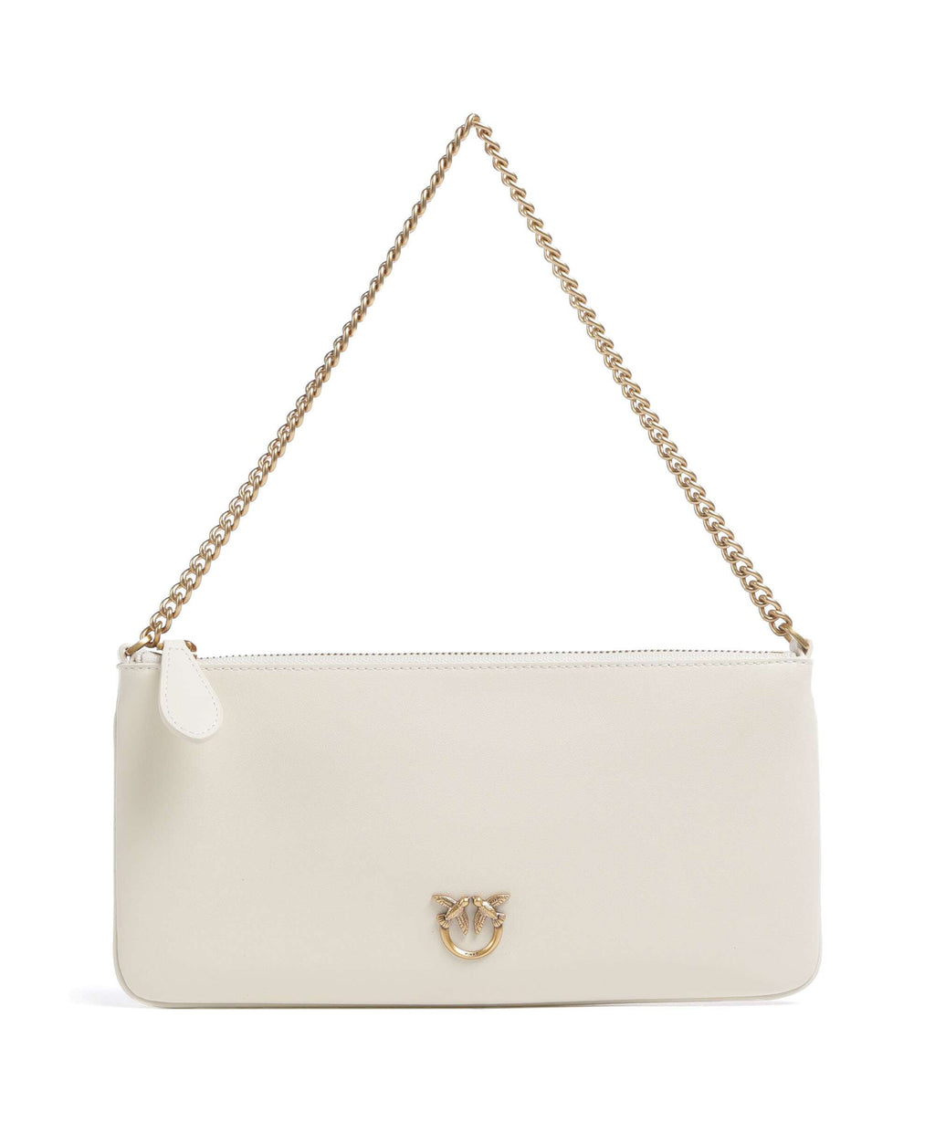 Pinko Flat Horizontal Shoulder bag bianco seta/antique gold