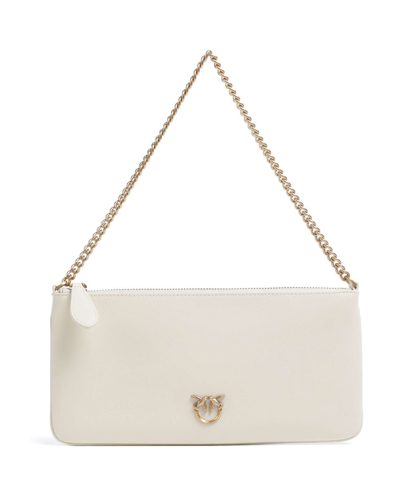 Pinko Flat Horizontal Shoulder bag bianco seta/antique gold