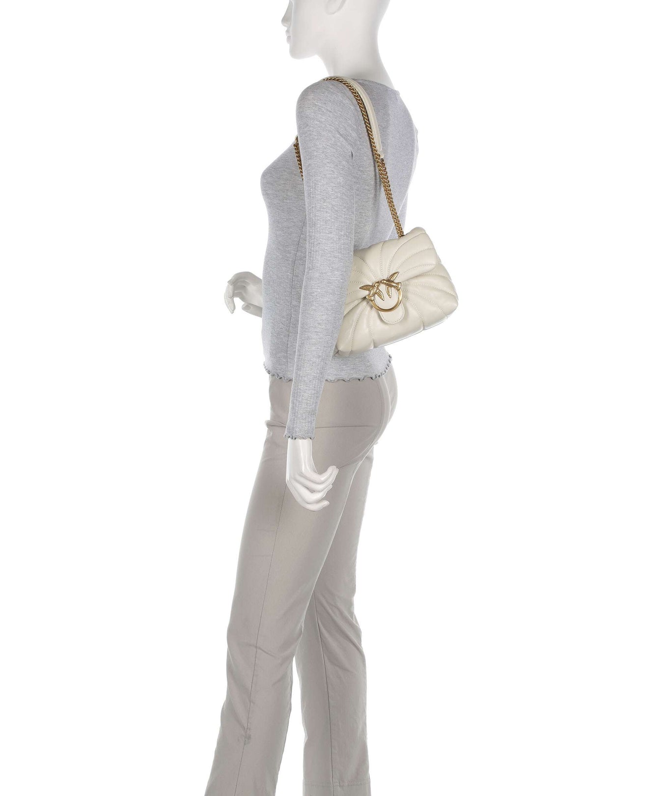 Pinko Love Puff Mini Shoulder bag bianco seta/antique gold