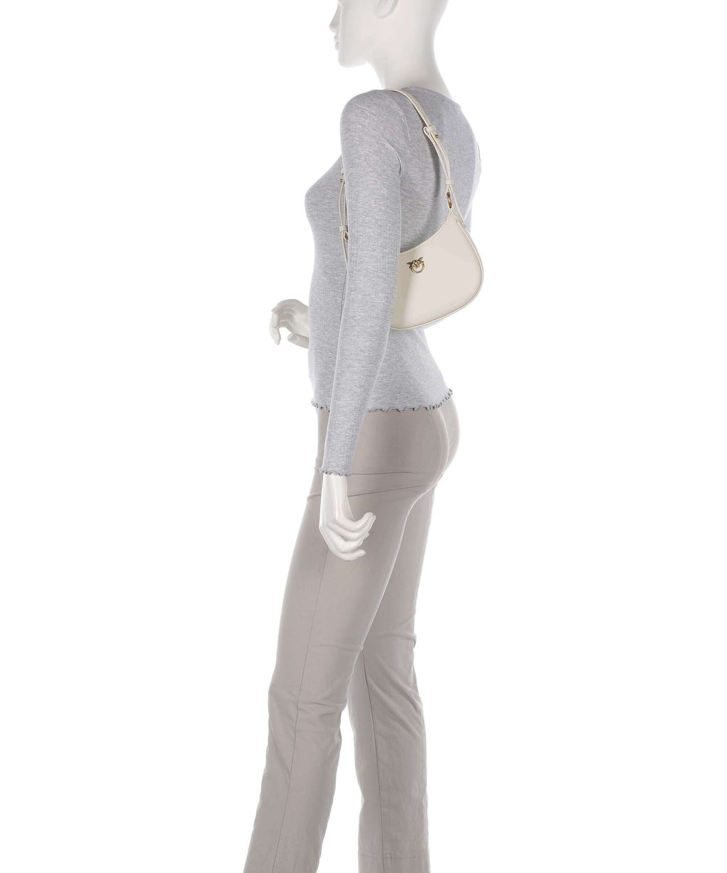 Pinko Half Moon Baby Shoulder bag bianco seta/antique gold