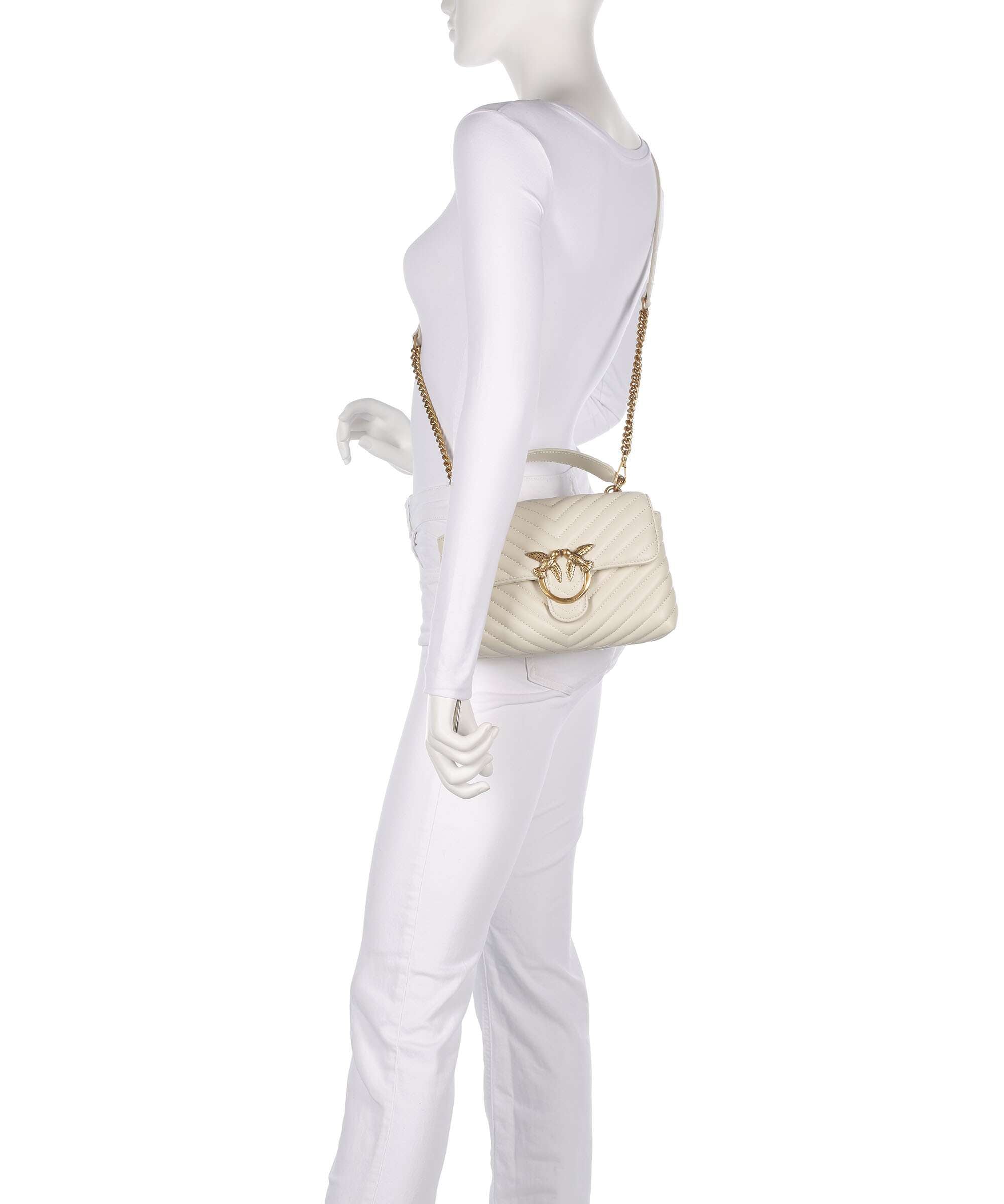 Pinko Love Lady Puff Mini Handbag bianco seta/antique gold