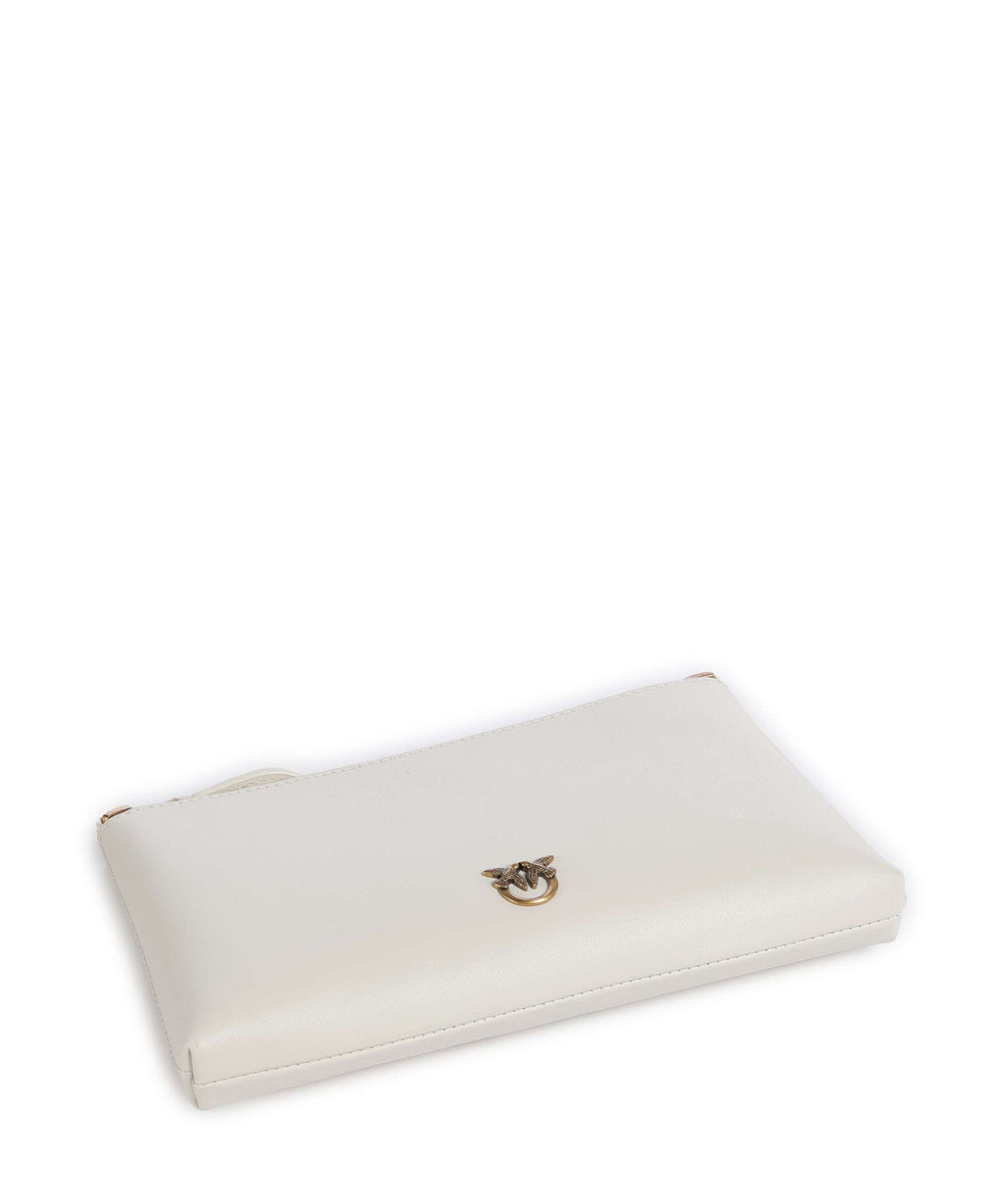 Pinko Flat Mini Crossbody bag bianco seta/antique gold