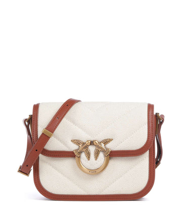 Pinko Love Box Mini Crossbody tas beige/marrone/antique gold
