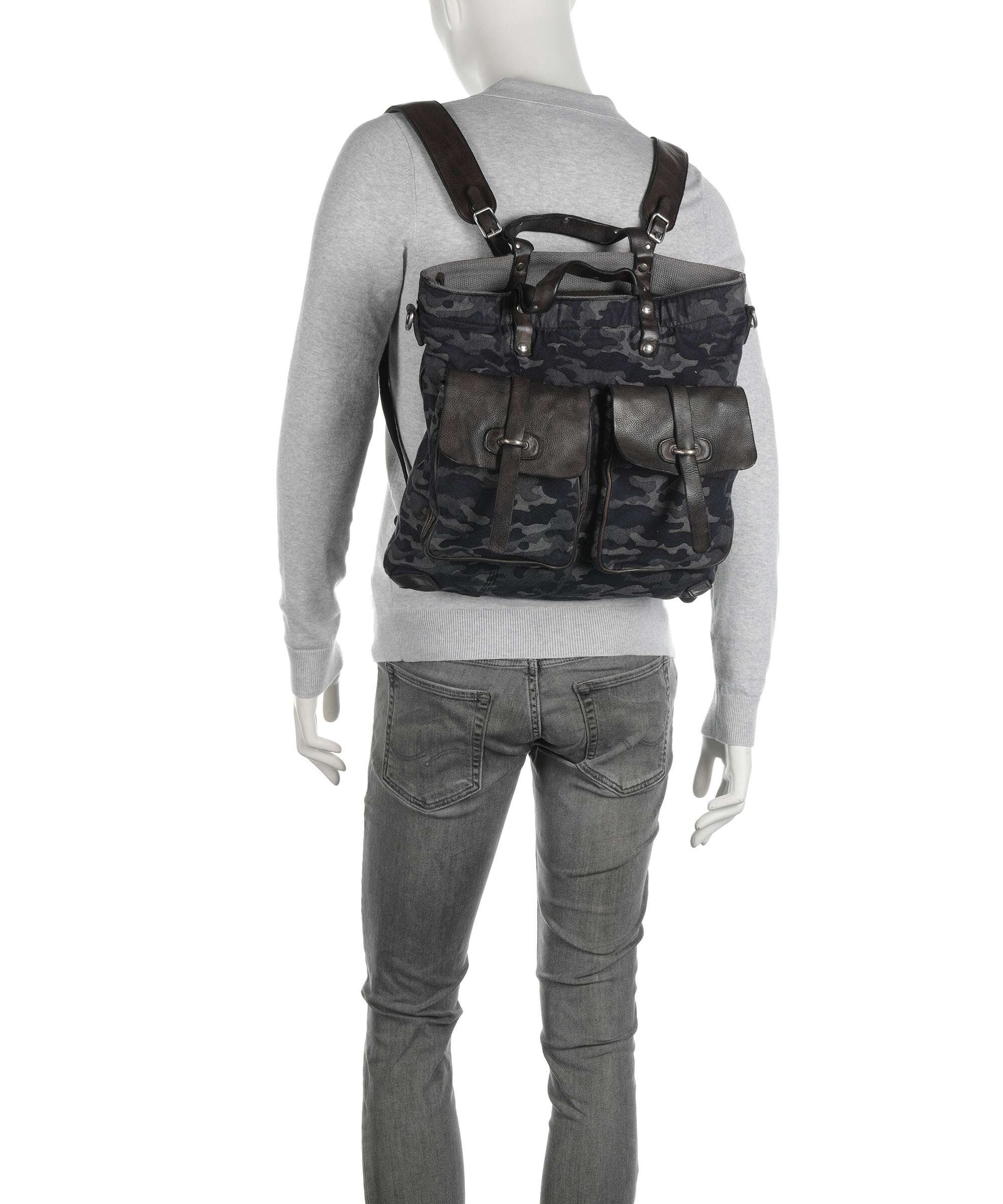 Campomaggi Backpack bag camouflage blue/dark grey