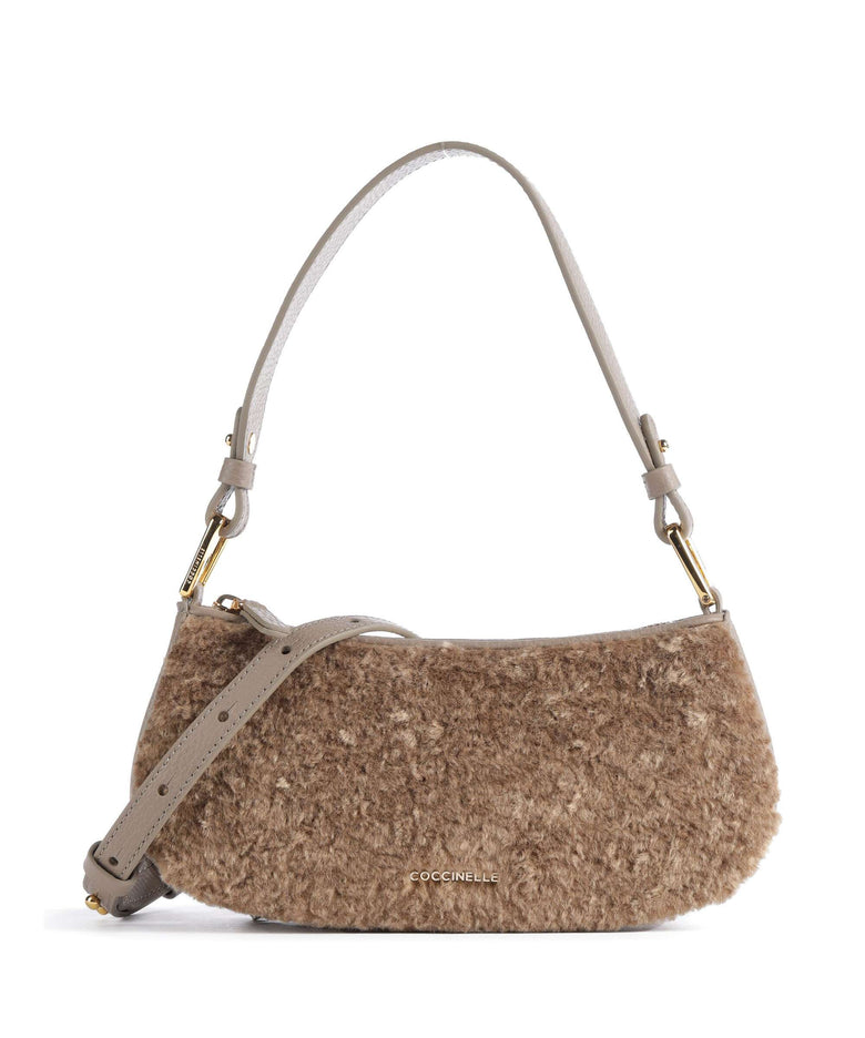 Coccinelle Merveille Astrakan Shoulder bag warm taupe
