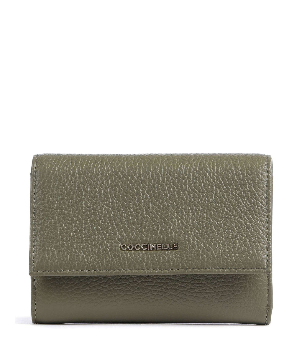 Coccinelle Metallic Soft RFID Wallet laurel green