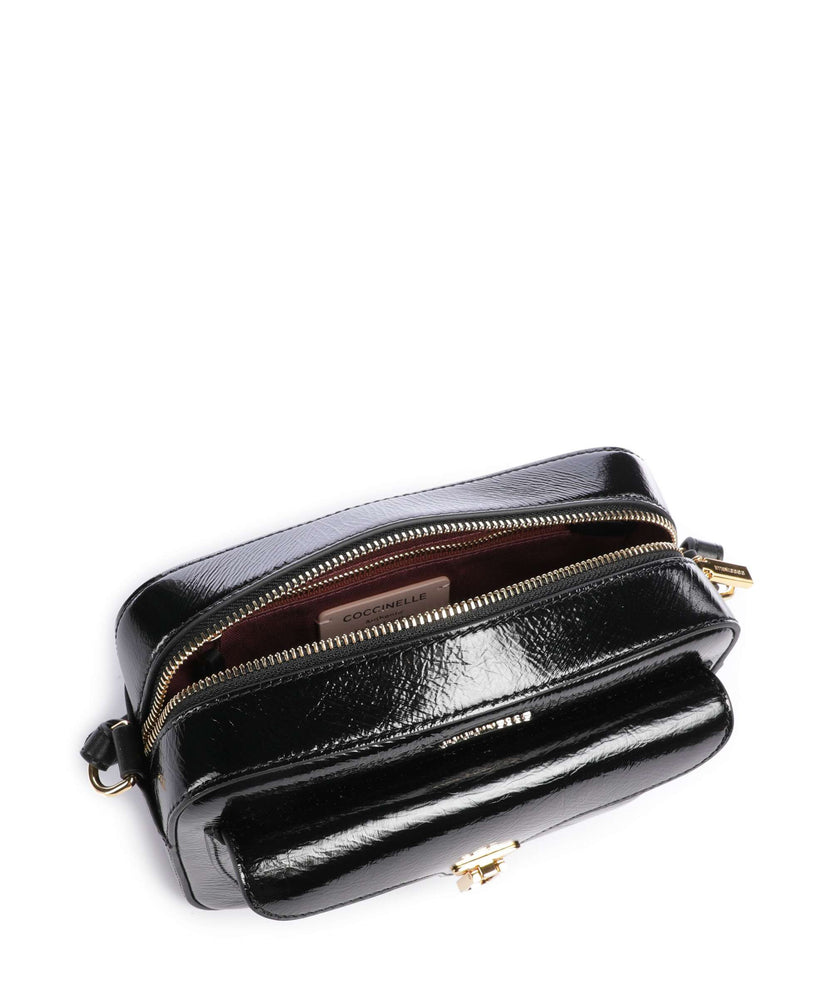 Coccinelle Beat Shiny Wrinkled Crossbody bag noir