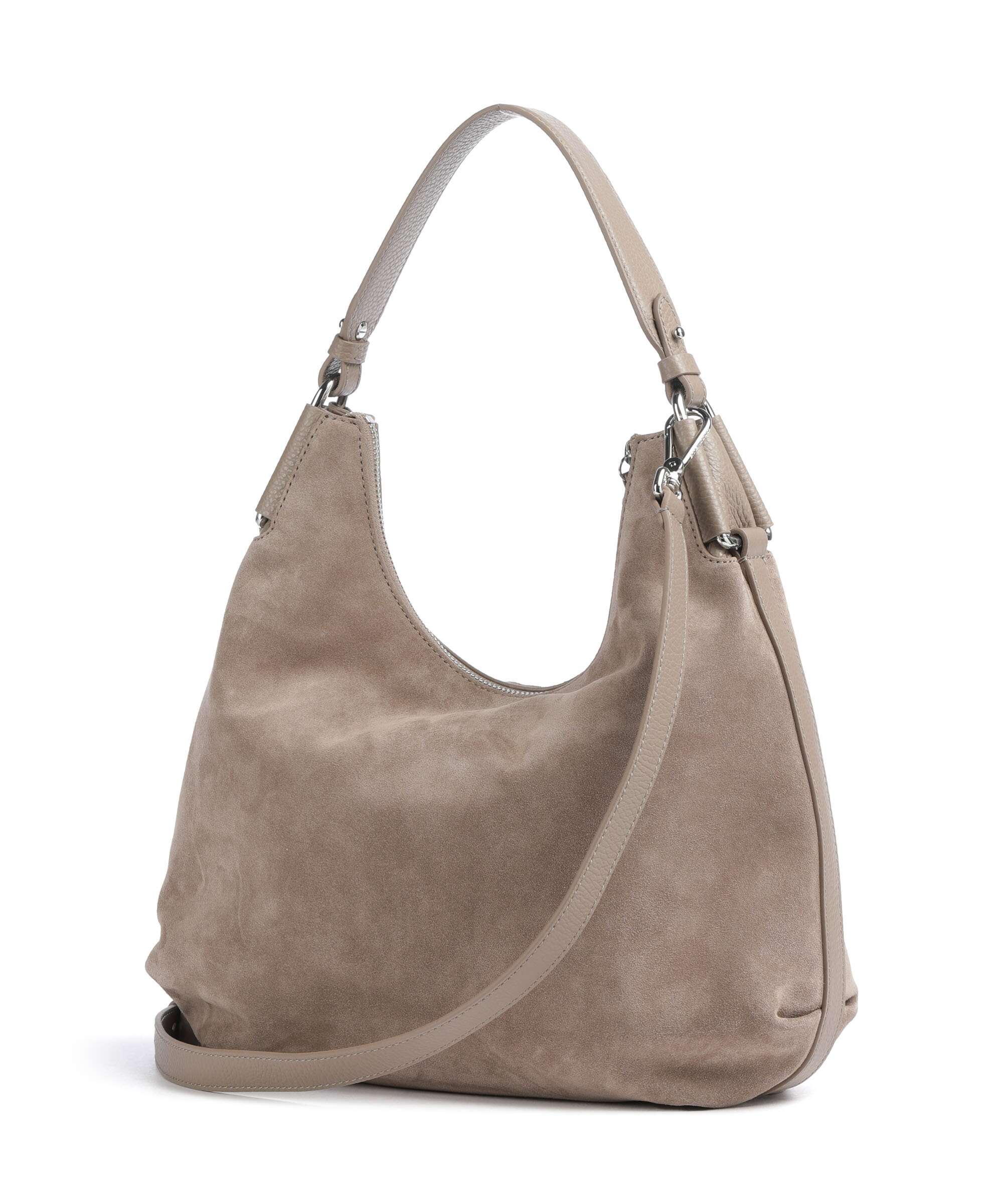 Coccinelle Rebekka Suede Hobo bag warm taupe