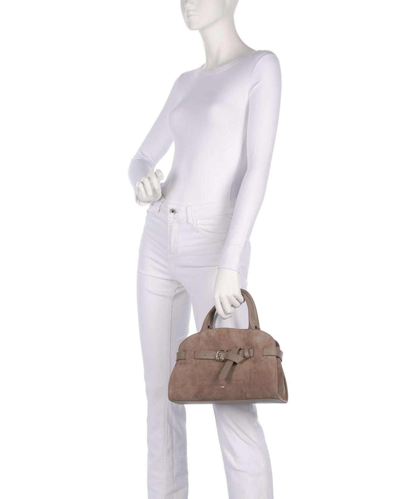 Coccinelle Sabine Suede Handbag warm taupe