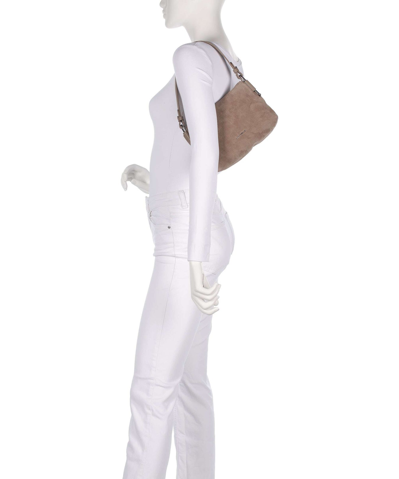 Coccinelle Rebekka Suede Shoulder bag warm taupe