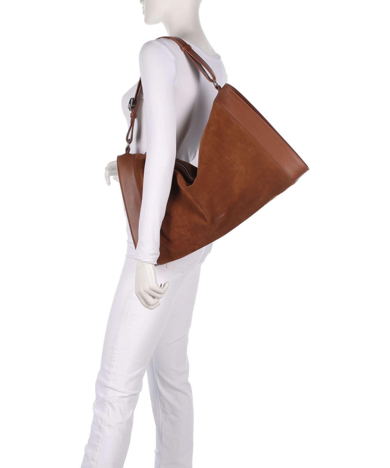 Coccinelle Elinor Suede Hobo bag cognac