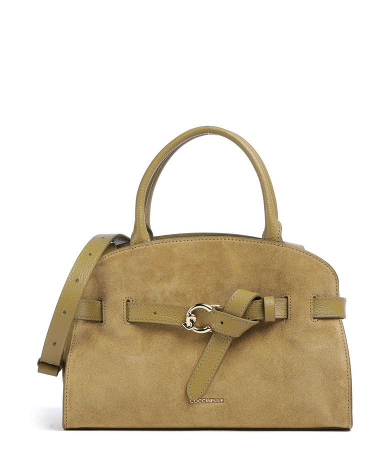 Coccinelle Sabine Suede Handbag seagrass