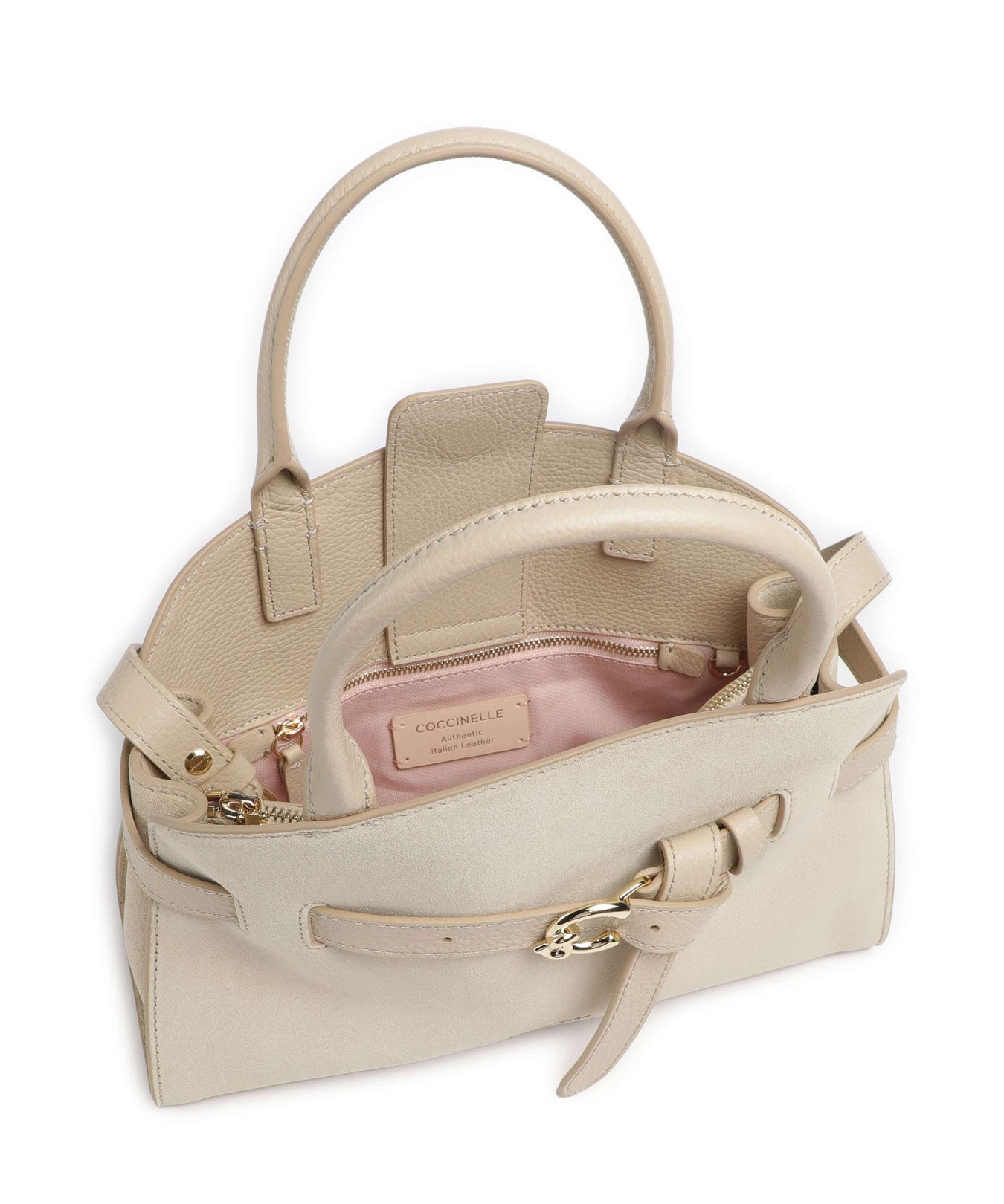 Coccinelle Sabine Suede Handbag sandshell