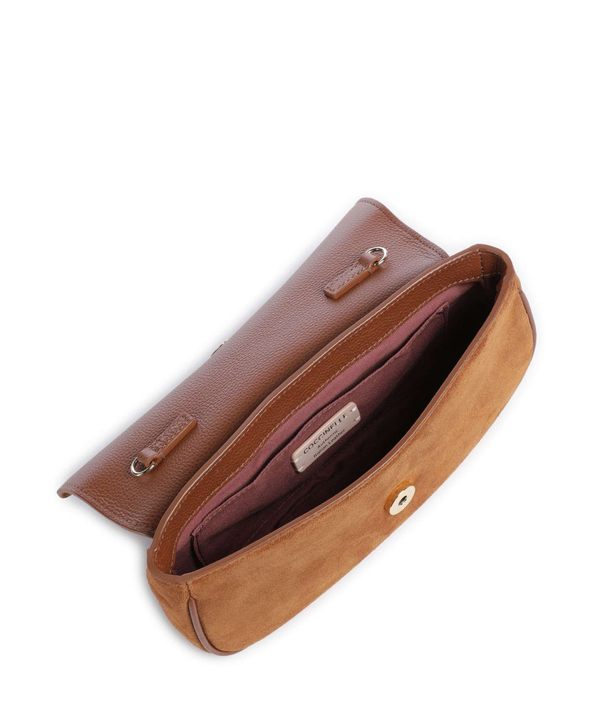 Coccinelle Mavery Suede Crossbody bag cognac