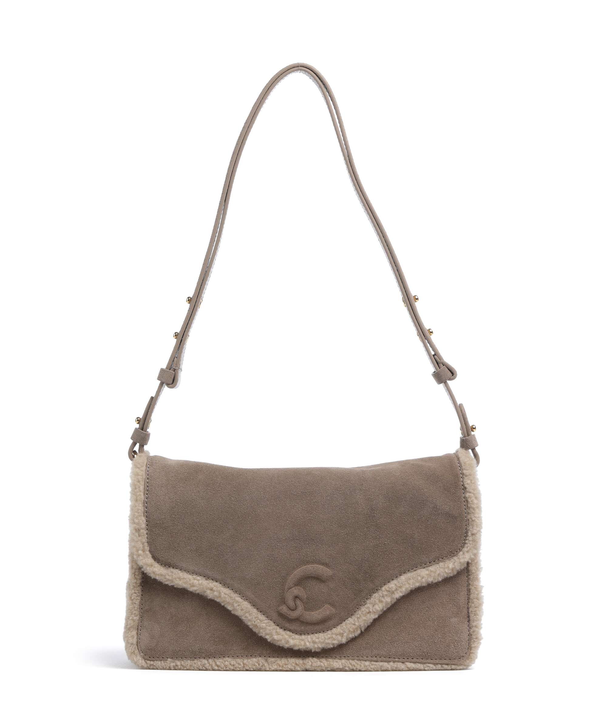 Coccinelle C-Me Softy Suede Shoulder bag warm taupe