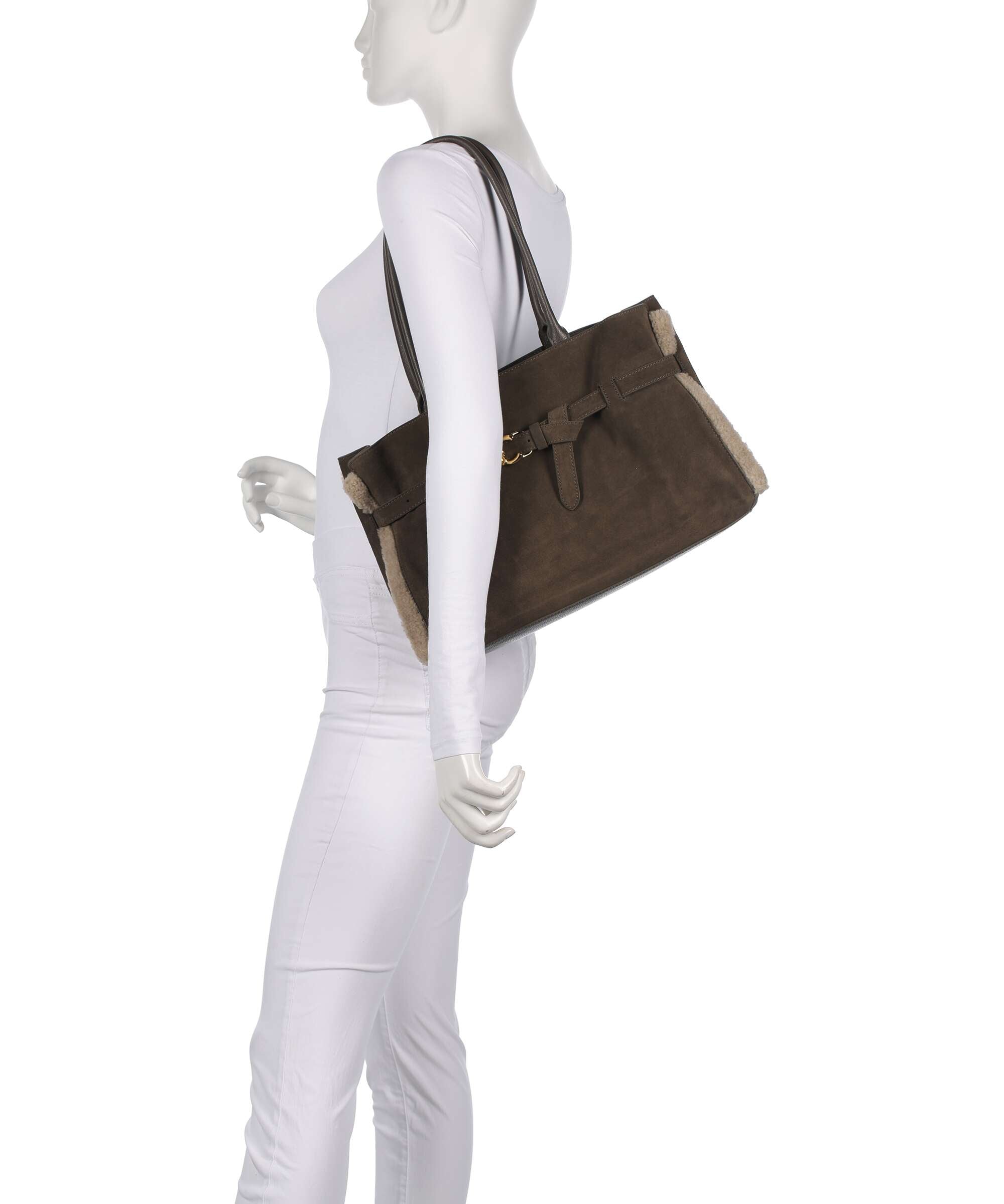 Coccinelle Sabine Soft Suede Tote bag fango