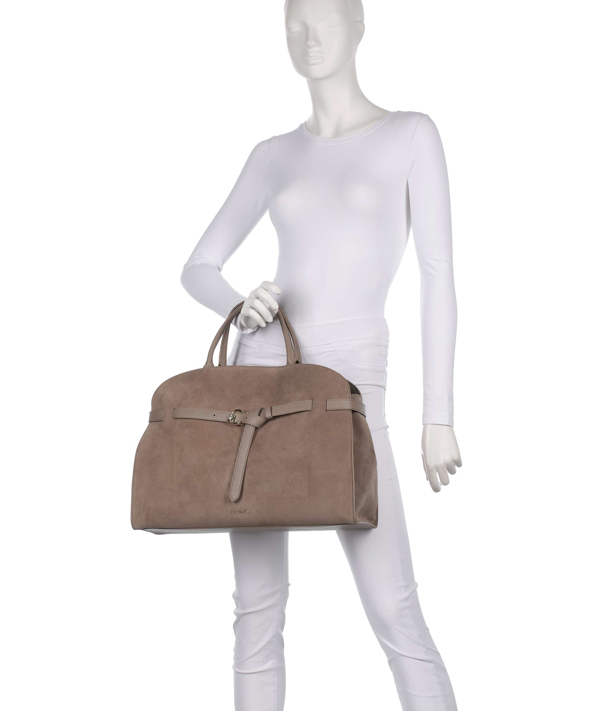 Coccinelle Sabine Suede Handbag warm taupe