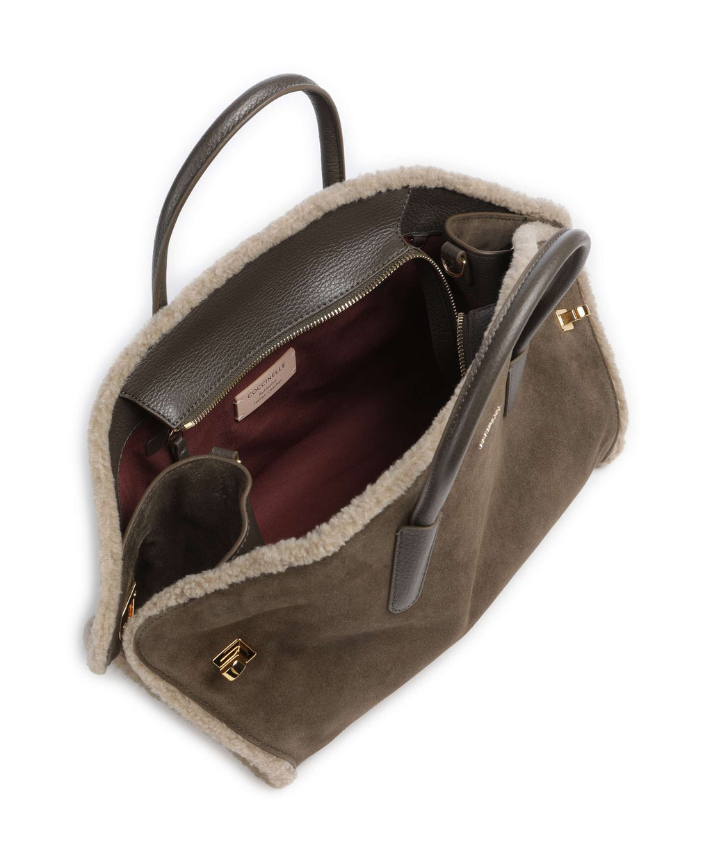 Coccinelle Tylde Suede Eco Handbag fango/warm taupe
