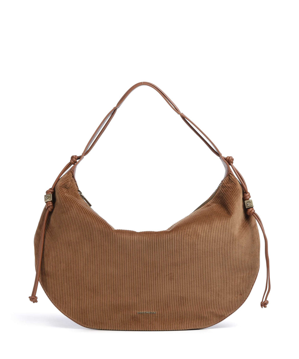 Coccinelle Thess Corduroy Hobo bag cognac