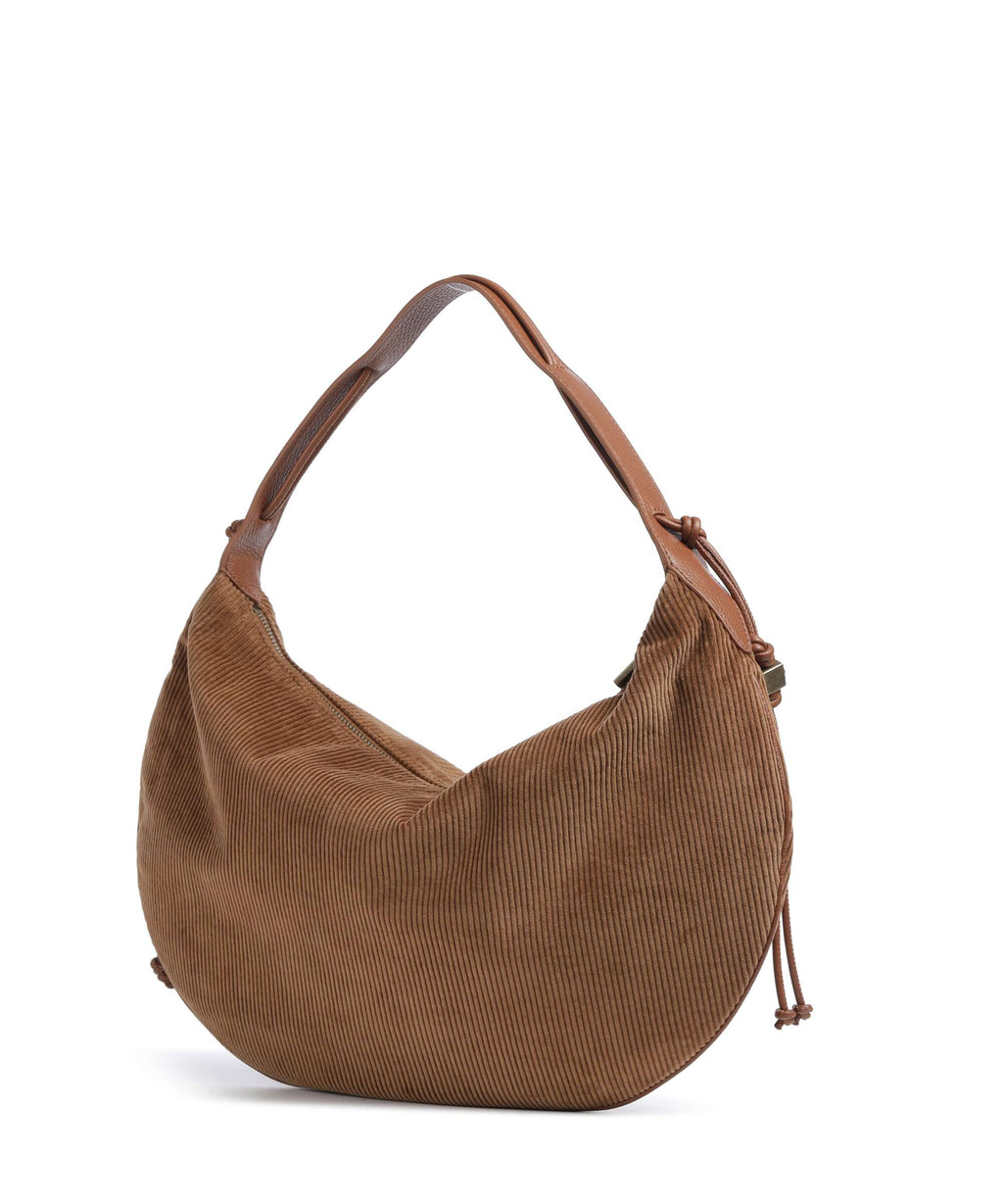 Coccinelle Thess Corduroy Hobo bag cognac
