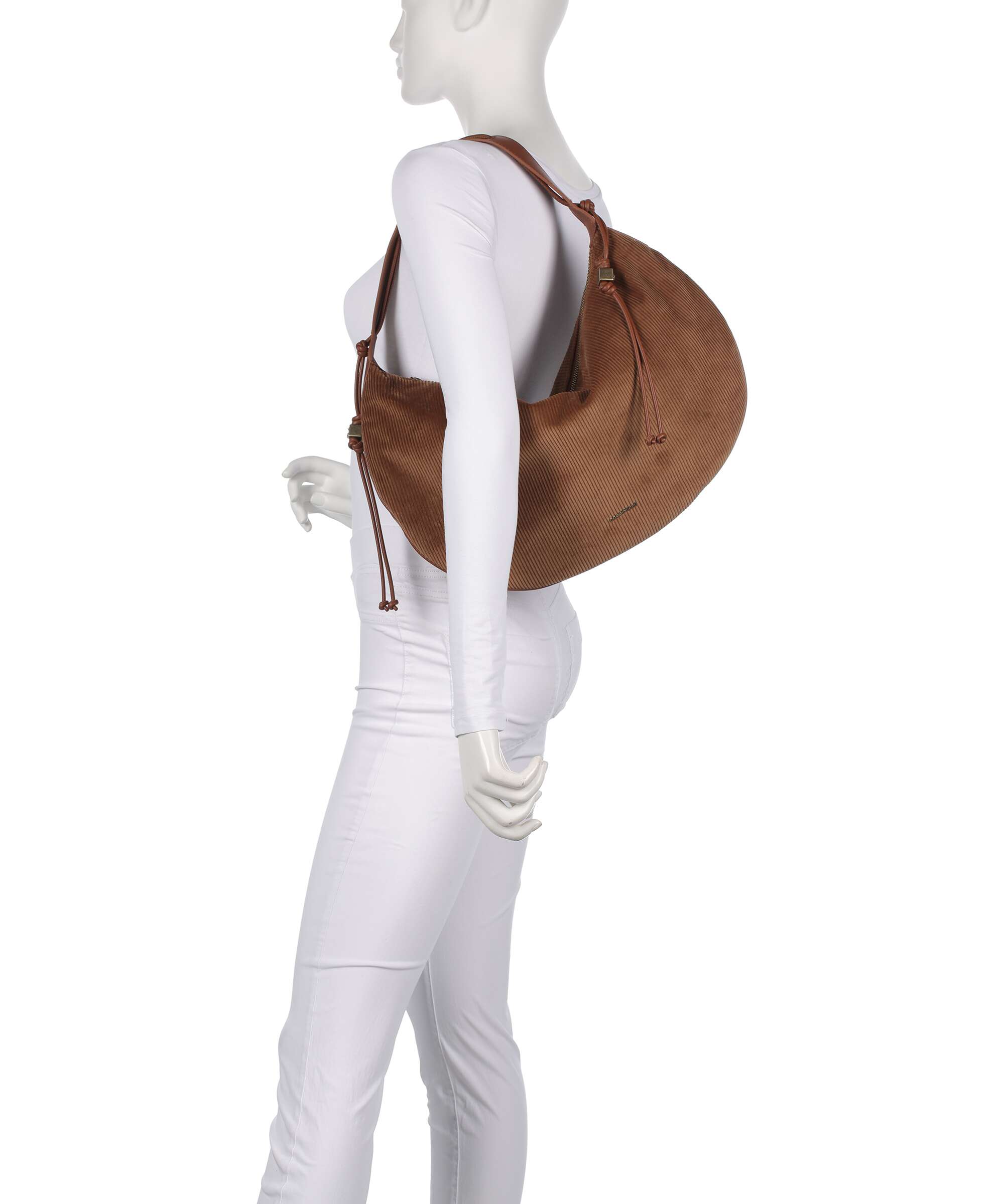 Coccinelle Thess Corduroy Hobo bag cognac