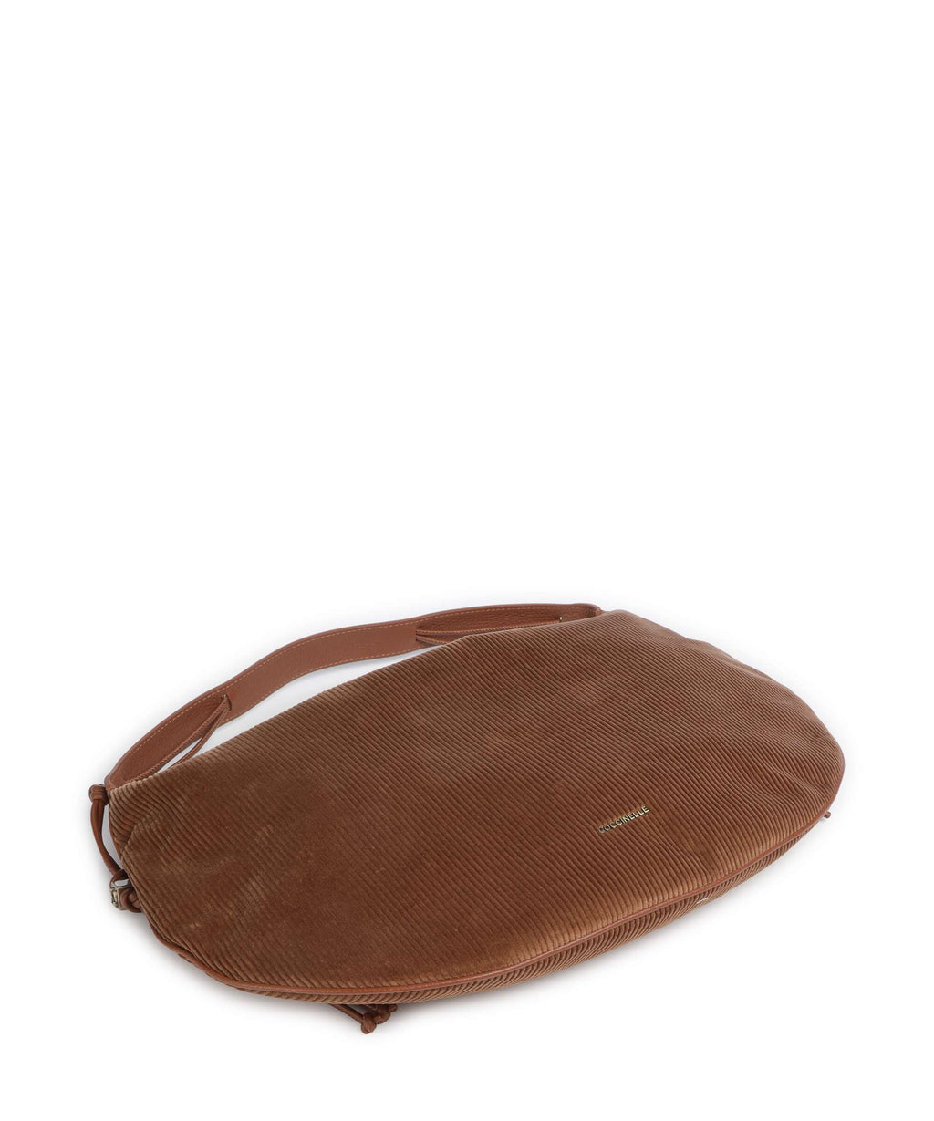 Coccinelle Thess Corduroy Hobo bag cognac