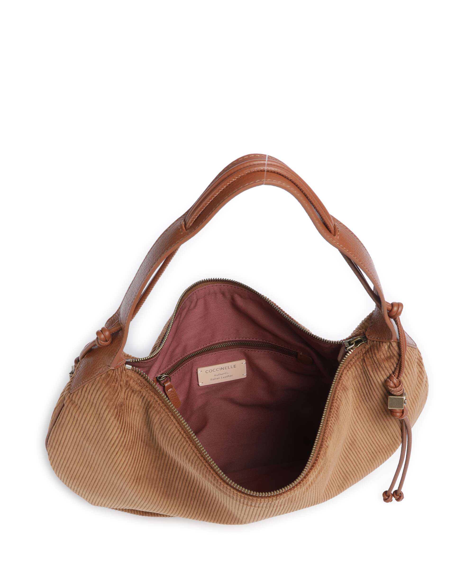 Coccinelle Thess Corduroy Hobo bag cognac