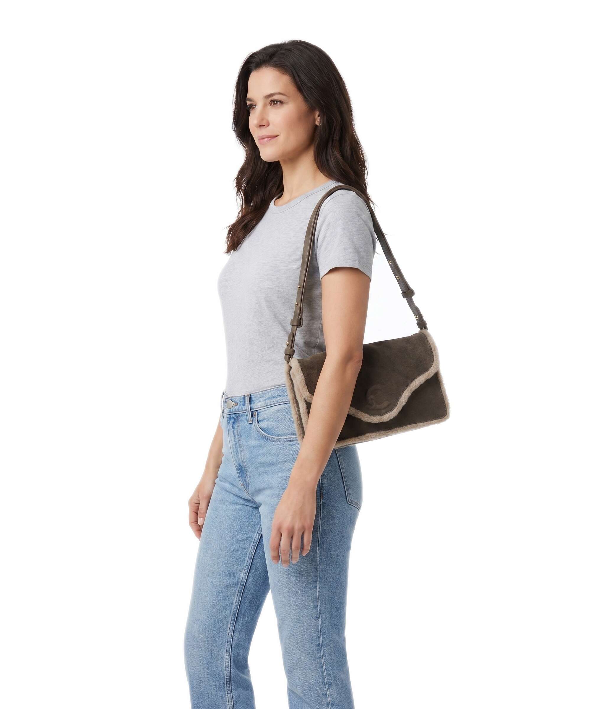 Coccinelle C-Me Softy Suede Shoulder bag fango/warm taupe